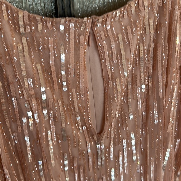 Mac Duggal
Sequin Twist Waist V-Neck Flutter Short Sleeve Sheath Gown Sz 12 NWT - Picture 11 of 13